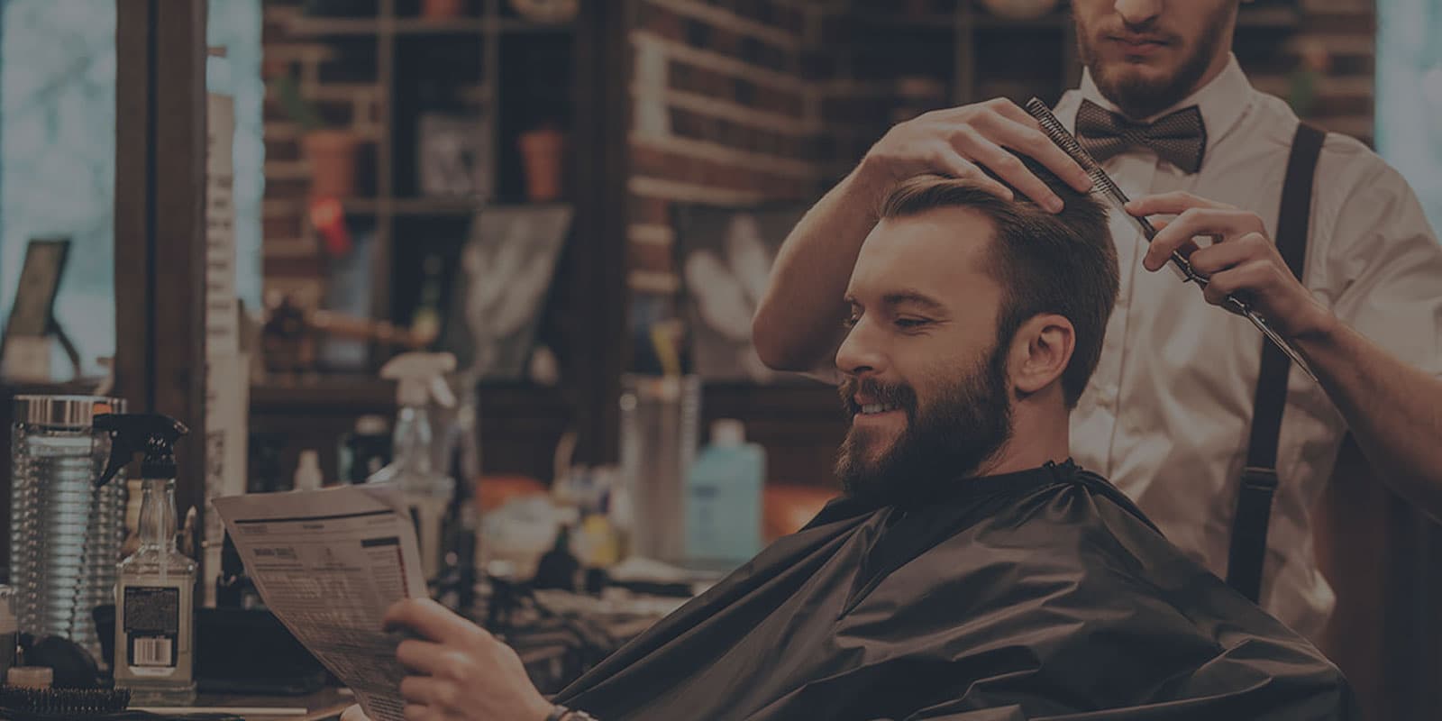 Expert barber at work in luxury grooming studio